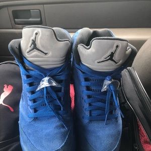 Jordan retro 5’s blue Suede
